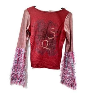 Vintage 90s Save the Queen Flared Fluffy Sleeves Sweater